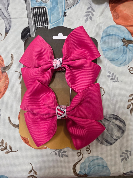 Pink Bows with Hearts