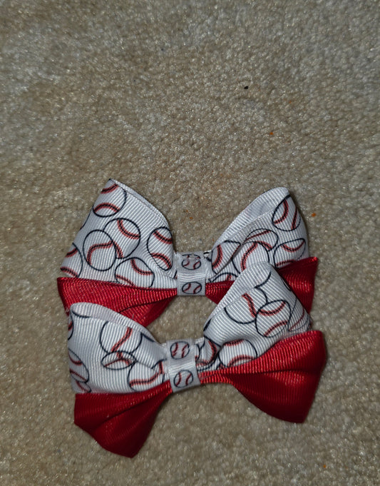 Red and White Baseball Bows
