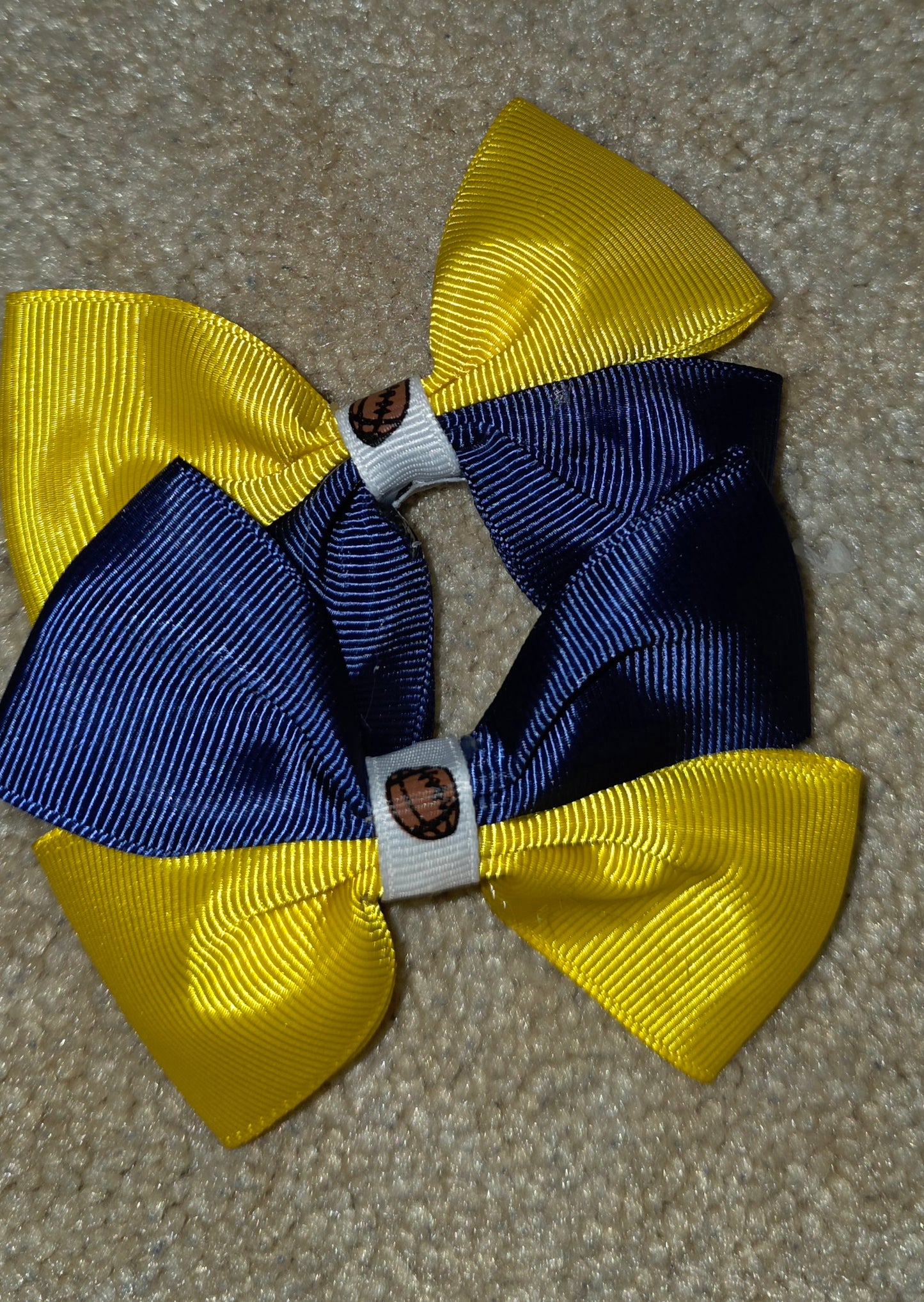 Yellow and Blue Football Bows