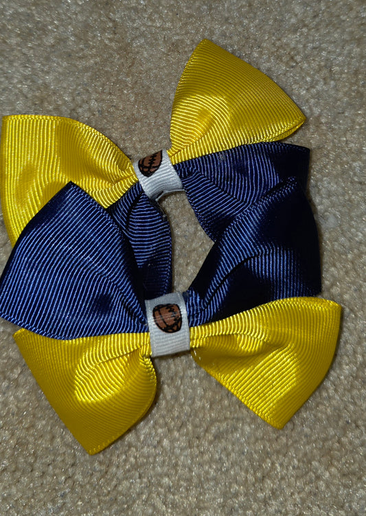 Yellow and Blue Football Bows